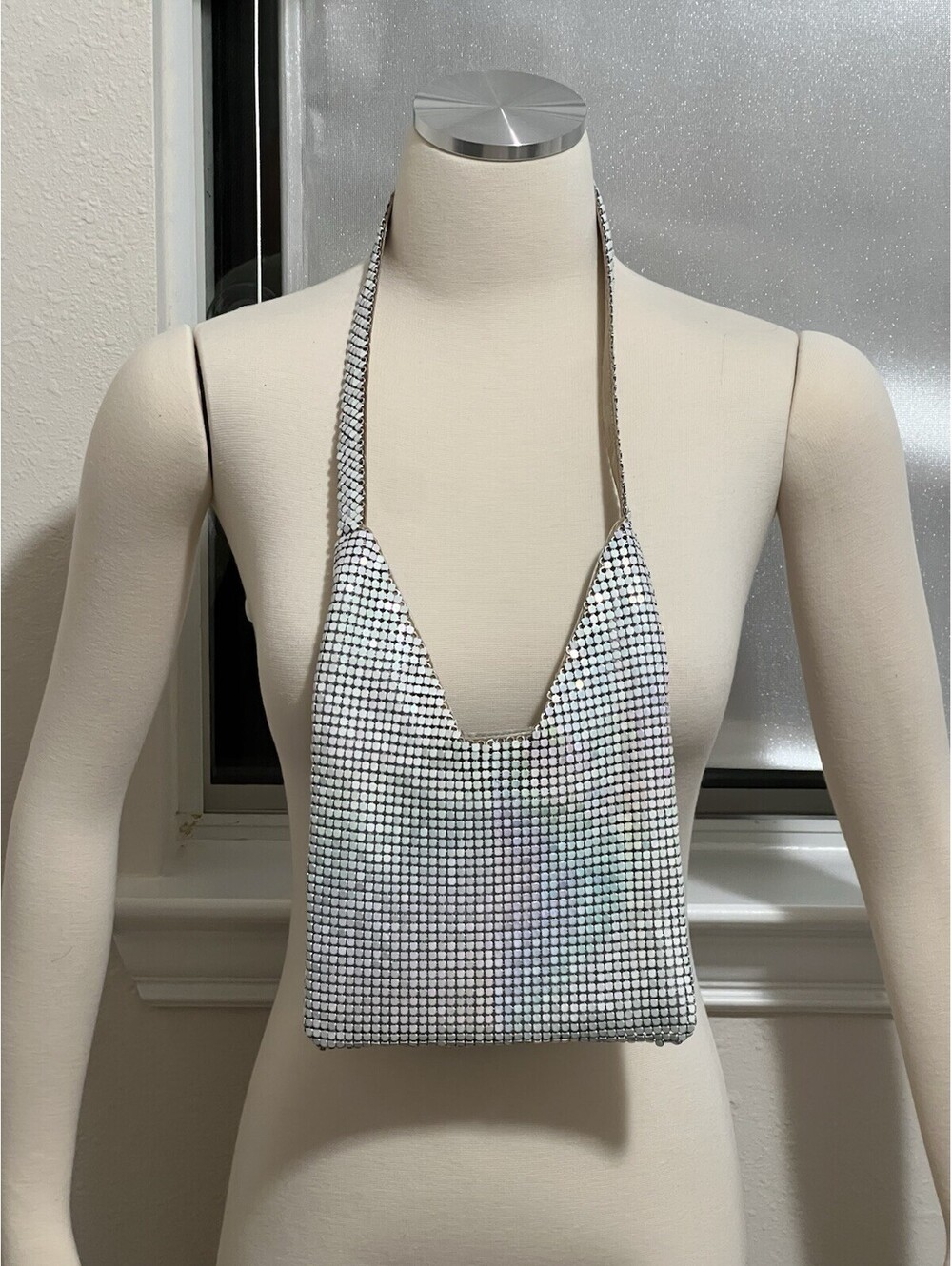 VINTAGE Y&S Metallic Iridescent Shoulder Handbag with Snap Closure